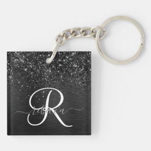 Anpassningsbar Black Glitter Gnistra Monogram
