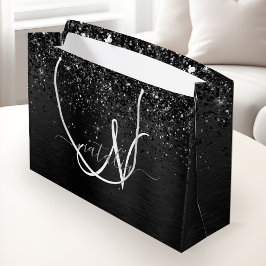Anpassningsbar Black Glitter Gnistra Monogram