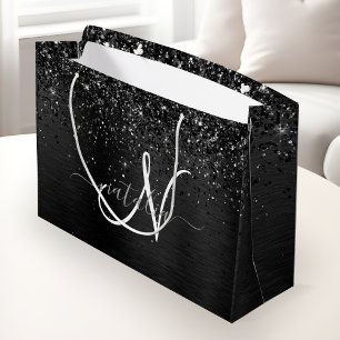 Anpassningsbar Black Glitter Gnistra Monogram