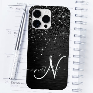Anpassningsbar Black Glitter Gnistra Monogram