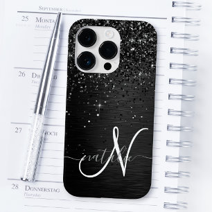Anpassningsbar Black Glitter Gnistra Monogram