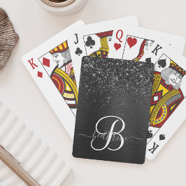 Anpassningsbar Black Glitter Gnistra Monogram Casinokort