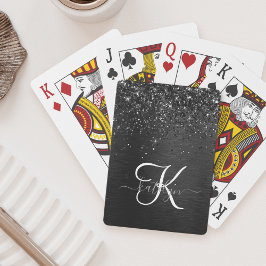 Anpassningsbar Black Glitter Gnistra Monogram Casinokort