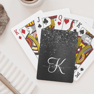 Anpassningsbar Black Glitter Gnistra Monogram Casinokort