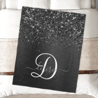 Anpassningsbar Black Glitter Gnistra Monogram