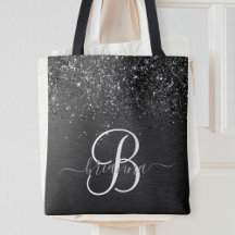 Anpassningsbar Black Glitter Gnistra Monogram