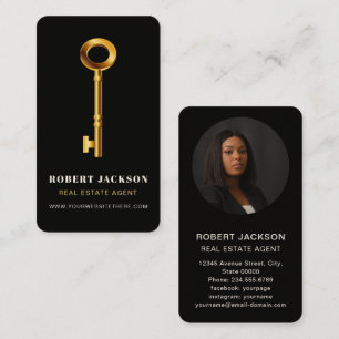 Anpassningsbar Black + Golden nyckel Realtors Luxu Visitkort