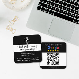 Anpassningsbar Black Google-recension QR-kod tack  Fyrkantigt Visitkort