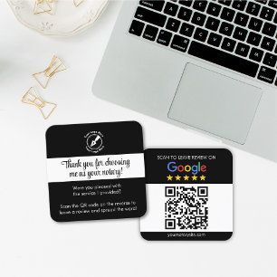 Anpassningsbar Black Google-recension QR-kod tack Fyrkantigt Visitkort