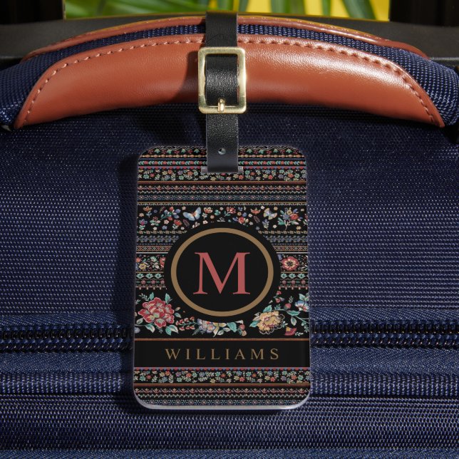 Anpassningsbar Black Grått Brown Blommigt Aztec Mö Bagagebricka (Framsida Insitu 2)