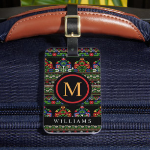 Anpassningsbar Black Grönt Red Blue Aztec Mönster Bagagebricka