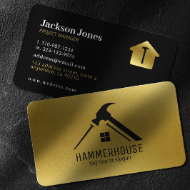 Anpassningsbar Black + Guld Home Construction Hamm Visitkort