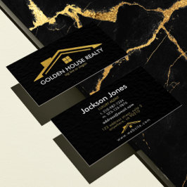 Anpassningsbar Black + Guld Home Realtors Luxury M Visitkort