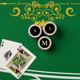 Anpassningsbar Black Guld Monogram 5 Home Tournama Poker Marker