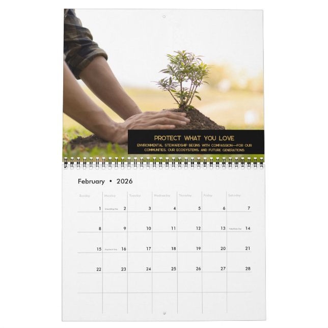 Anpassningsbar Black & Guld Monogram Logotyp Photo Kalender (Feb 2026)