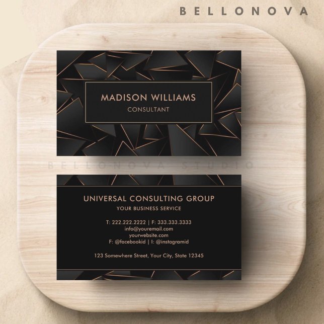 Anpassningsbar Black Guld Mörk Brown Professionell Visitkort (Custom Black Gold Dark Brown Professional Business Card)