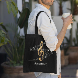 Anpassningsbar Black Guld Music Treble Clef Snyggt Tygkasse