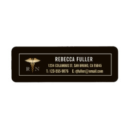 Anpassningsbar Black & Guld Nursing Adress Returadress Etikett