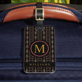 Anpassningsbar Black Guld Red Aztec Mönster Bagagebricka