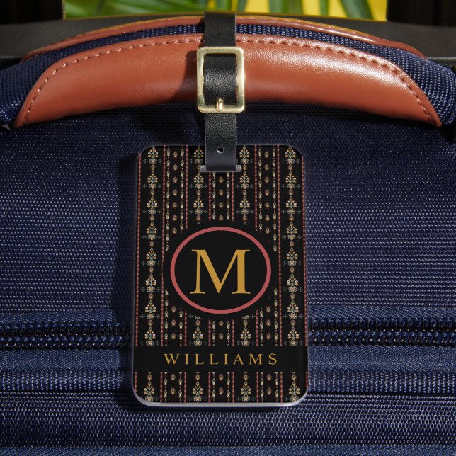 Anpassningsbar Black Guld Red Aztec Mönster Bagagebricka (Framsida Insitu 2)