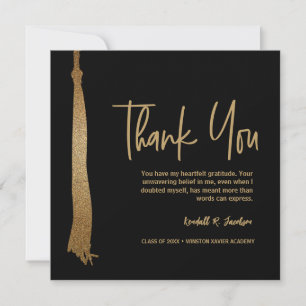 Anpassningsbar Black Guld Tassel Unik Studenten Tack Kort