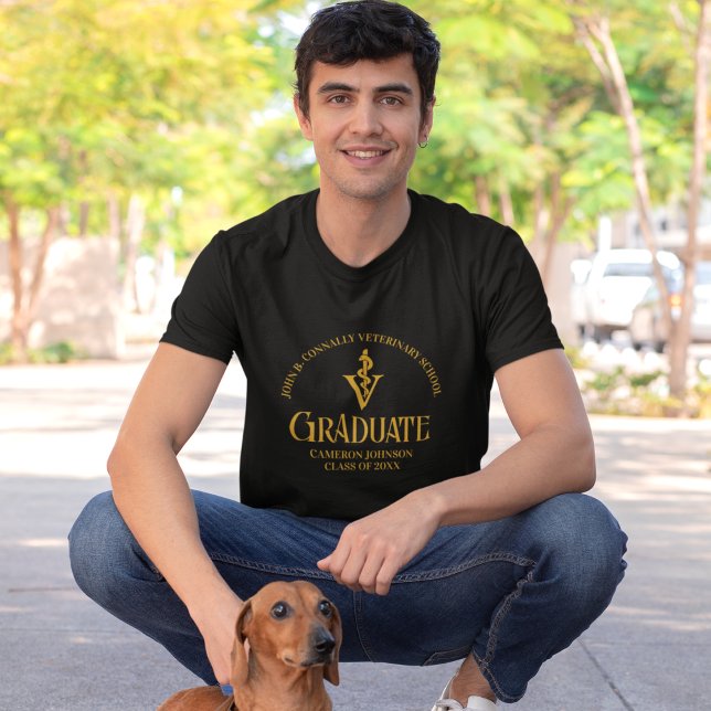 Anpassningsbar Black Guld Veterinary School Studen T Shirt (Skapare uppladdad)