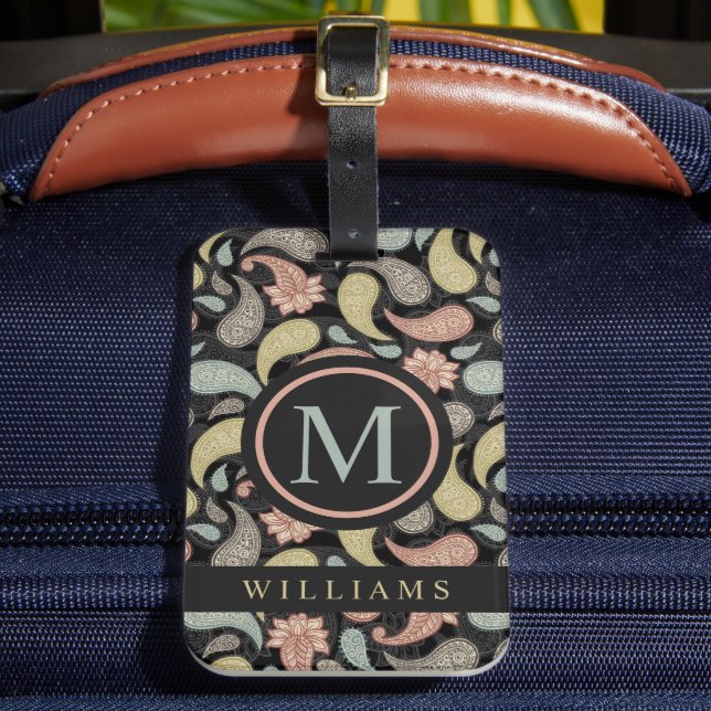 Anpassningsbar Black Gult Blue Rosa Paisley Mönste Bagagebricka (Framsida Insitu 2)