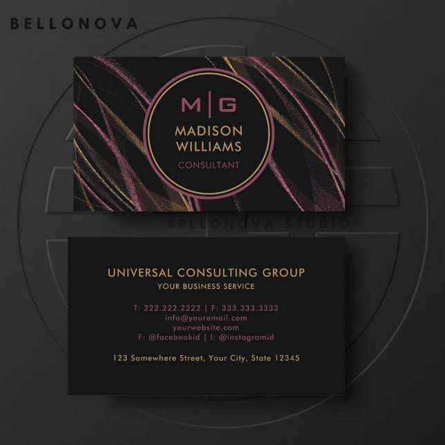 Anpassningsbar Black Gult Lila Glitter Professione Visitkort (Custom Black Yellow Purple Glitter Professional Business Card)