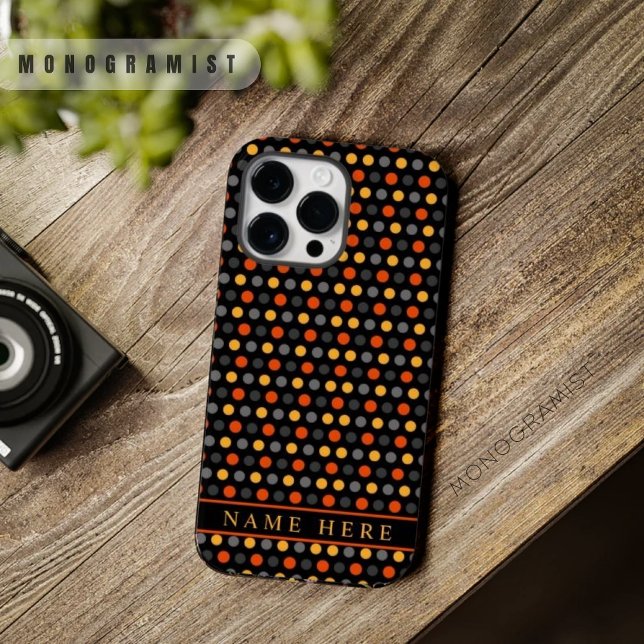 Anpassningsbar Black Gult Orange Färg Polka Dot De (Custom Black Yellow Orange Color Polka Dot Design Case-Mate iPhone Case)