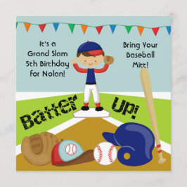 Anpassningsbar Black Hair Boy Baseball Birthday In Inbjudningar