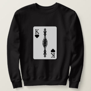 Anpassningsbar BLACK KUNG SPELKORT Chess Biet Lång Ärmad Tröja
