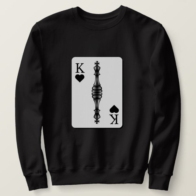 Anpassningsbar BLACK KUNG SPELKORT Chess Biet Lång Ärmad Tröja (Design framsida)