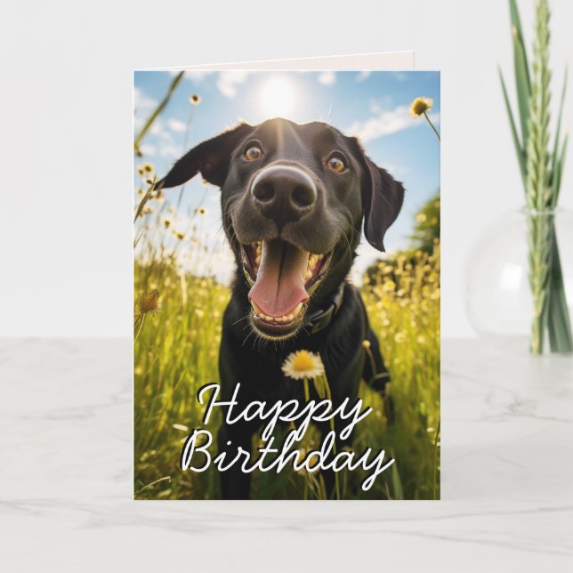 Anpassningsbar Black Labrador Grattis på födelseda Tack Kort (Framsida)