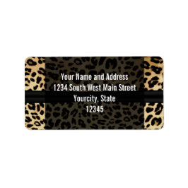 Anpassningsbar Black Leopard Ribbon Jewel Girl Stu Adressetikett