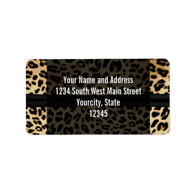 Anpassningsbar Black Leopard Ribbon Jewel Girl Stu Adressetikett (Framsidan)