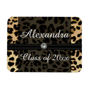 Anpassningsbar Black Leopard Ribbon Juvelflicka St Magnet