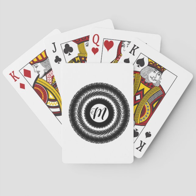 anpassningsbar BLACK mandala monogram lägg till di Casinokort (Baksidan)