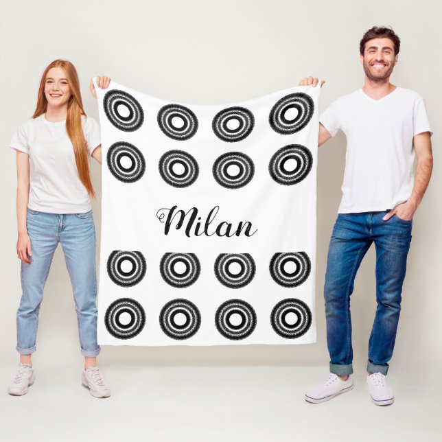 anpassningsbar BLACK mandala monogram lägg till di Fleecefilt (På plats)