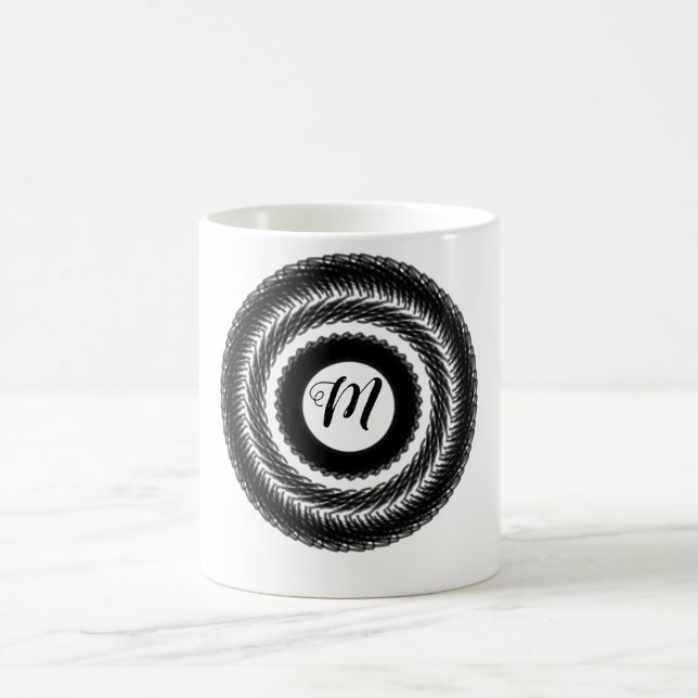 anpassningsbar BLACK mandala monogram lägg till di Kaffemugg (Center)