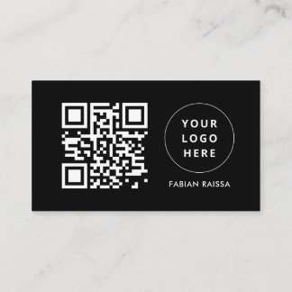 Anpassningsbar Black Modern Business Logotyp och Q Visitkort