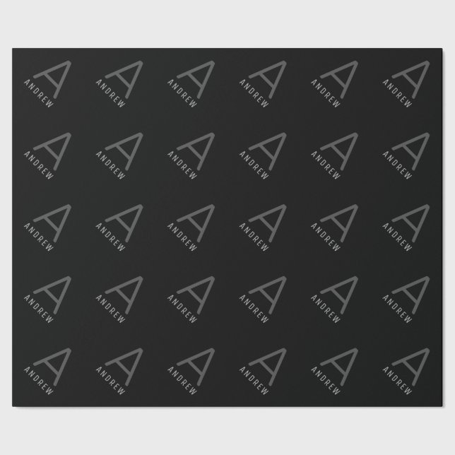 Anpassningsbar Black Modern Monogram-jul Presentpapper (Seam)