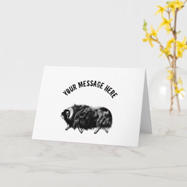 Anpassningsbar Black Muskox Illustration Kort (Gul blomma)
