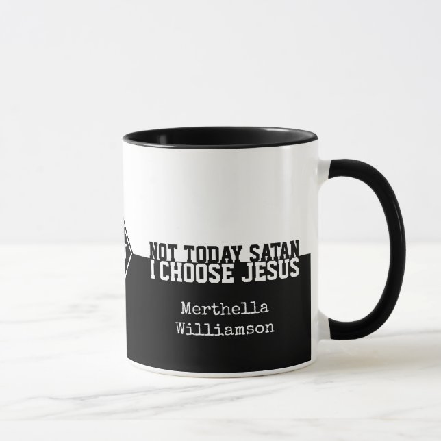 Anpassningsbar Black NOT I DAG SATAN Christian Mug Mugg (Höger)