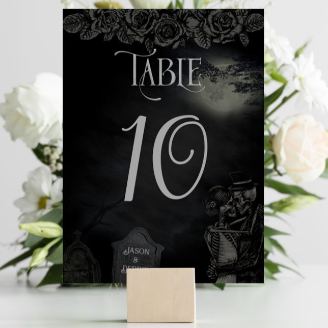 Anpassningsbar Black och Grått Blommigt Gothic Brö Bordsnummer (Skapare uppladdad)