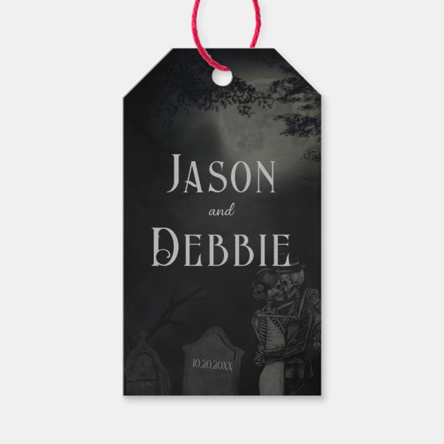 Anpassningsbar Black och Grått Blommigt Gothic Brö Presentetikett (Framsidan)