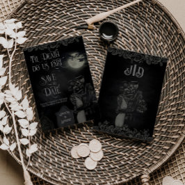 Anpassningsbar Black och Grått Blommigt Gothic Brö Spara Datumet