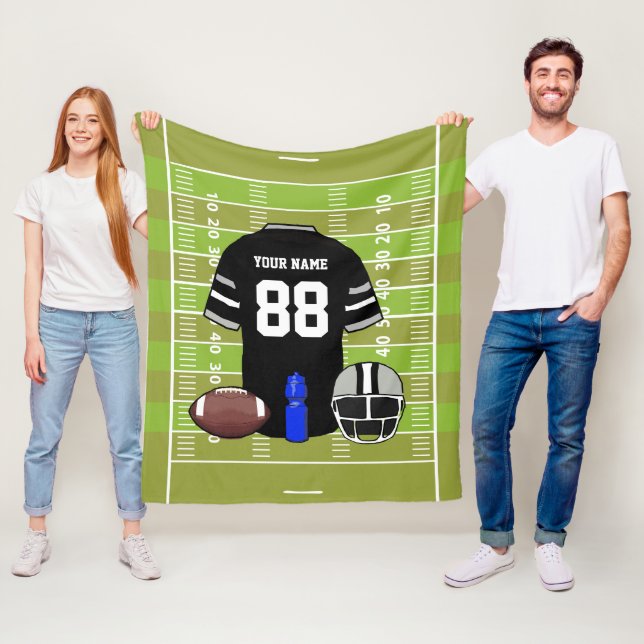 Anpassningsbar Black och Grått Football Jersey på  Fleecefilt (På plats)