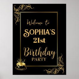 Anpassningsbar Black och Guld födelsedag Poster