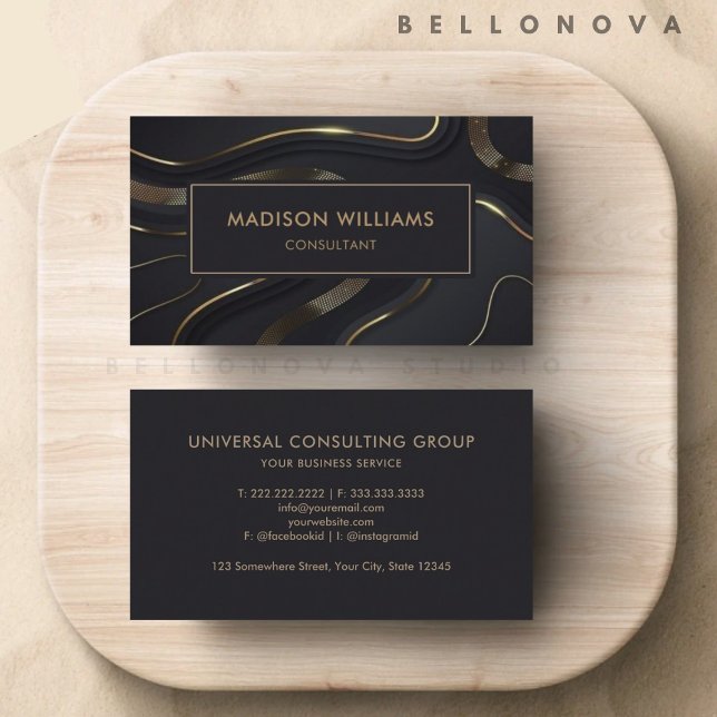 Anpassningsbar Black och Guld Glitter Professionel Visitkort (Custom Black And Gold Glitter Professional Business Card)