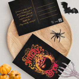 Anpassningsbar Black Orange Antique Script Hallowe Vykort